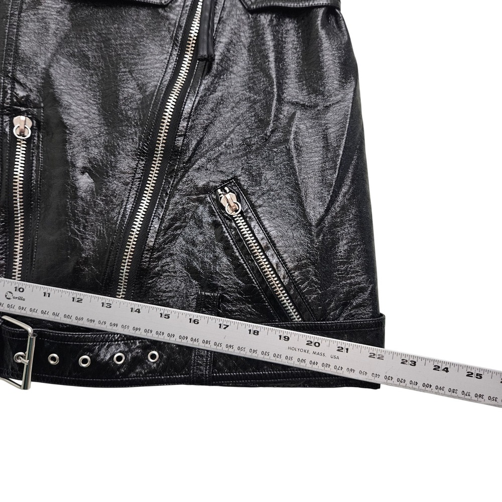 Nonchalant Label Campbell Mini Skirt L Black Faux Leather Glam Moto Biker Edgy - Picture 8 of 9